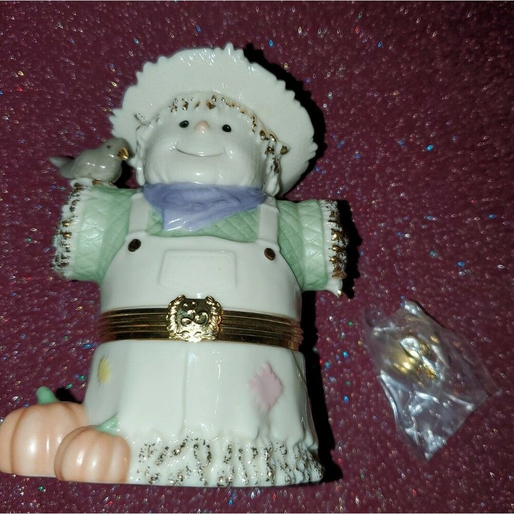 lenox treasures harvest friends hinged trinket scarecrow with charm